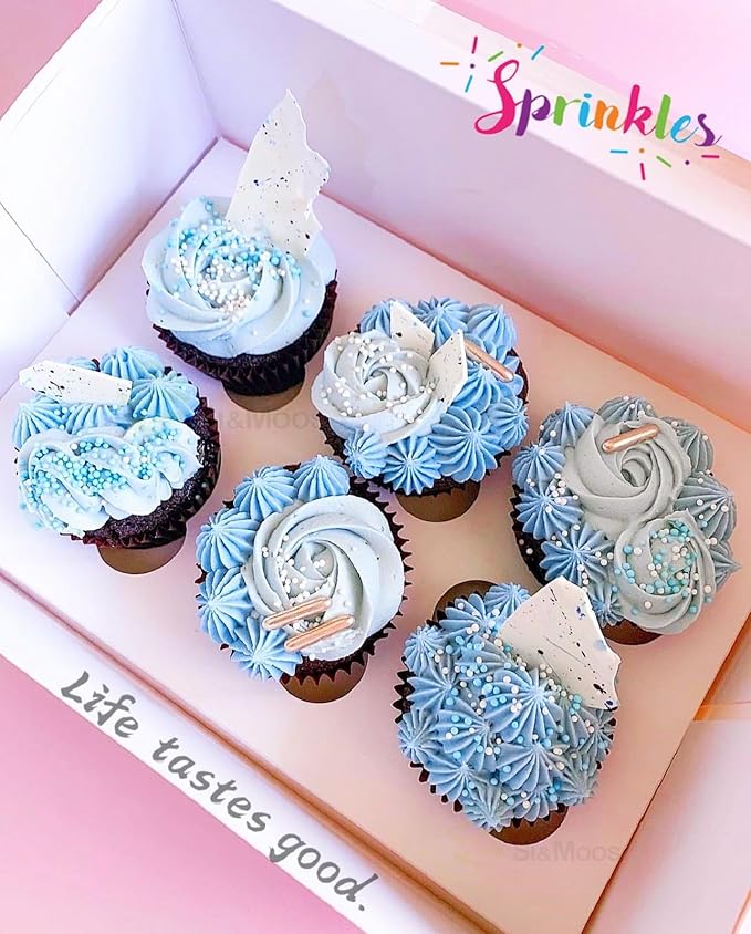 SE Si&Moos Nonpareil Sprinkles, 2mm Light Blue Mini Edible Pearls Baby Blue Sprinkles for Cake Decorating Halloween Cookie Decorations Wedding Shower Party Christmas Holiday Supplies 3.5 OZ