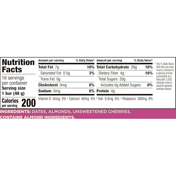 Larabar Cherry Pie, Gluten Free Vegan Fruit & Nut Bar, 1.7 oz Bars, 16 Ct