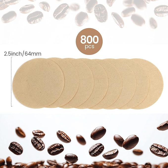 Unbleached Coffee Filter Paper 800 Count, 2.5 Inch Disposable Paper Filter Round Coffee Maker Filters, Replacement Coffee Tea Filters Compatible with Aerobie Aeropress Coffee and Espresso Makers