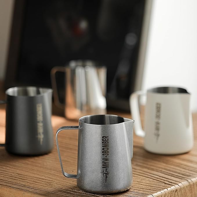MHW-3BOMBER Milk Frothing Pitcher, 20oz/600ml Frother Cup for Barista, SUS304 Stainless Steel Espresso Steaming Pitcher for Coffee/Latte Art, P3015SS-OS