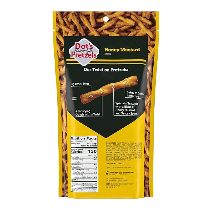 Dot's Pretzels Honey Mustard Seasoned Pretzel Twist Snack, 16oz Grocery Sized Bag
