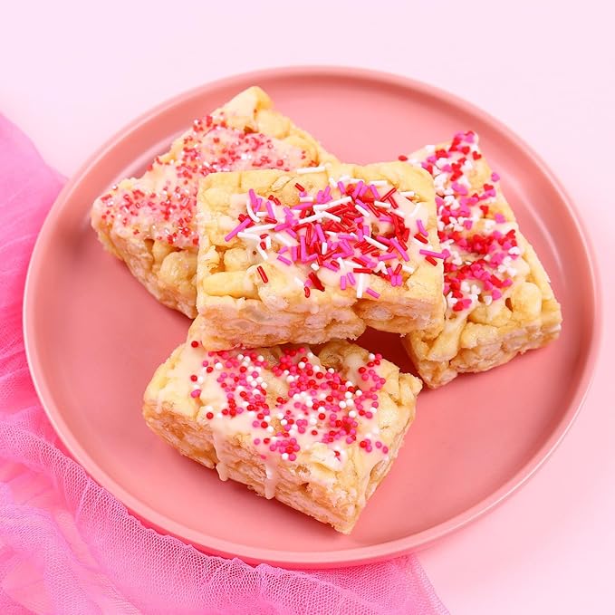 Heart Sprinkles Valentines Day Edible Sprinkle Mix Heart Shapes Pink Red Jimmies Sanding Sugar Perfect for Cake Decorations Baking Ice Cream Cookies Cupcake Topper 6.5 ounces