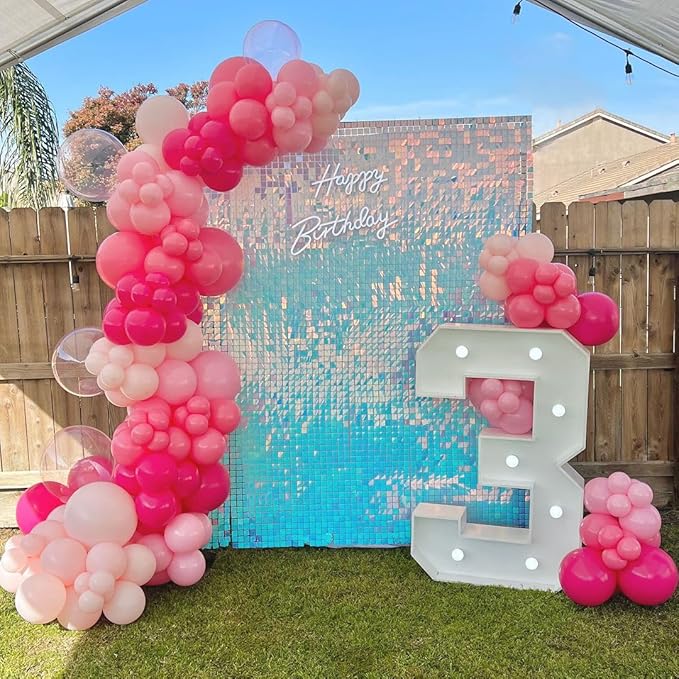 Pink Balloons Metallic Pink Balloon, 60Pcs 12Inch Chrome Deep Light Pearl Hot Pink Latex Balloons for Birthday Wedding Baby Shower Party Decoration