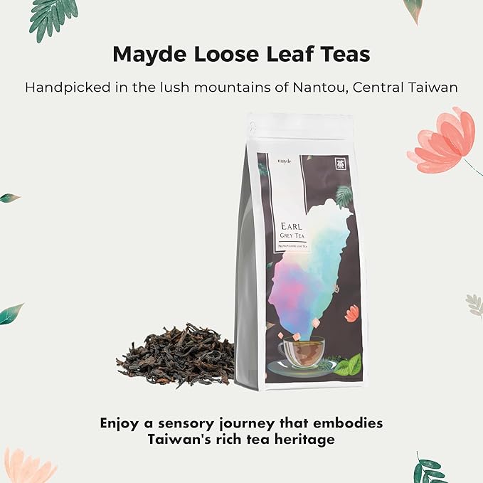 Mayde Earl Grey Loose Leaf Tea - Premium Taiwanese Tea, 1 lb (16 oz)