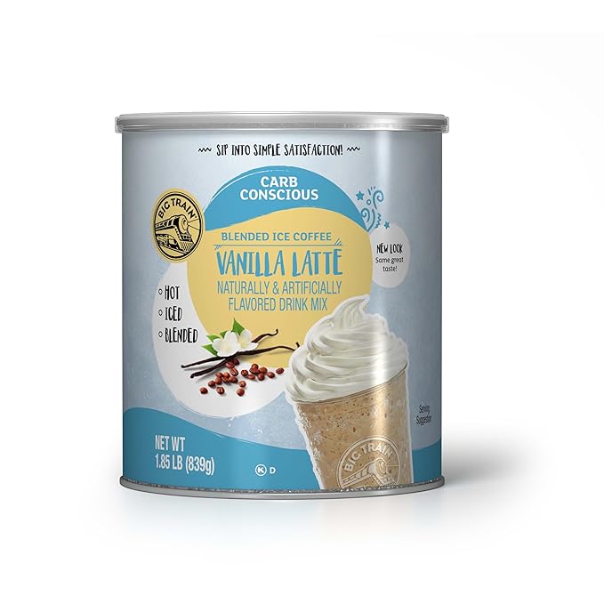 Big Train Low Carb Vanilla Latte Blended Ice Coffee, 1.85 Pound (Pack of 2)