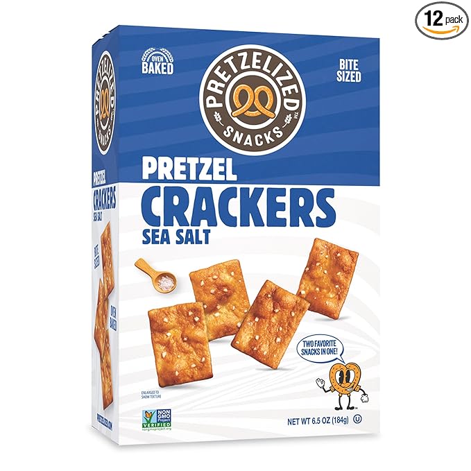 PRETZELIZED Snacks PRETZELIZED Pretzel Crackers, Sea Salt Flavored, 6.5oz Box (Pack of 12)