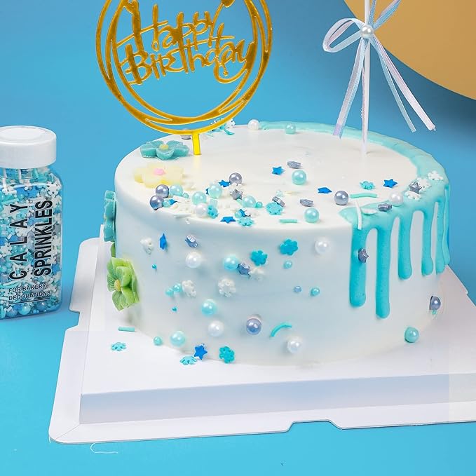 Snowflake Sprinkles, Frozen in Sugar Sprinkle Mix, Blue Sprinkles, Baking Cake Cupcake Toppers, Cookie Decorating, Ice Cream Decorations Celebrations Shaker Jar Wedding Christmas Party