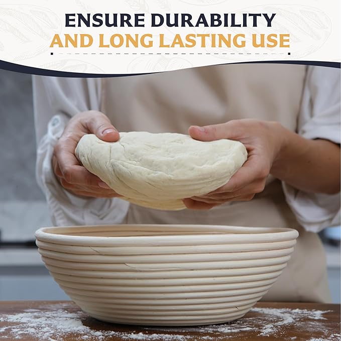 10" Banneton Bread Proofing Basket, Sourdough Proofing Basket Set of 2, Bread Banneton Basket for Professional & Home, Round Bread Proofing Baskets for Sourdough
