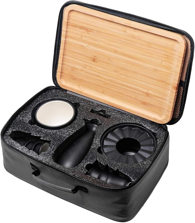 Bgbg Ceramic Sake Set with Warmer Pot Bamboo Tray-Traditional Japanese Pottery Hot Saki Set 11-Piece including 1 Sake Pot,6 Sake Cupsï¼? Warming Mugï¼? Candle Stove, 1 Candle Tea Light Holder and 1 Tray