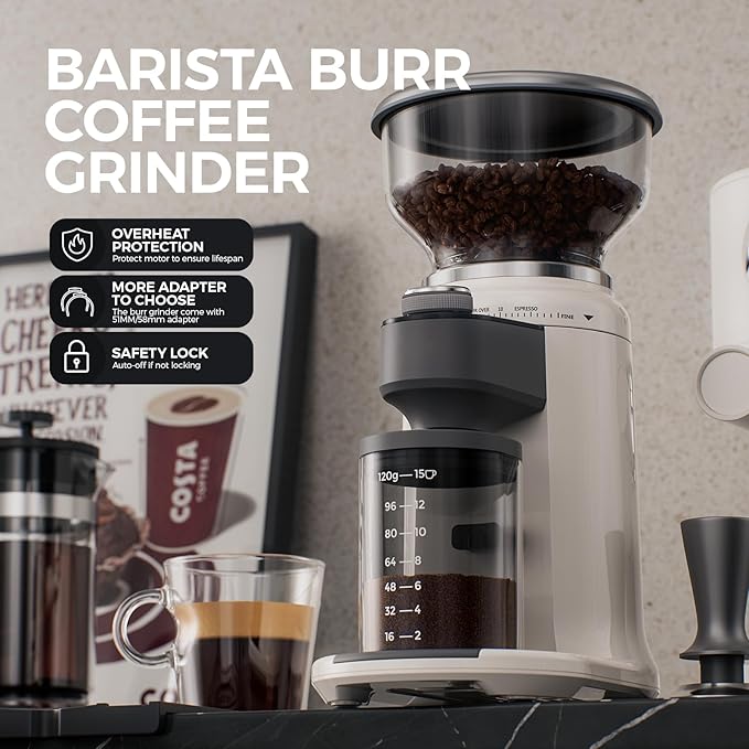 Espresso Machine & Coffee Bean Grinder Combo - 20Bar Coffee Maker with Milk Frother Steam Wand Adjustable 24 Precise Grind Settings, 40s Digital Timer for French Press, Espresso