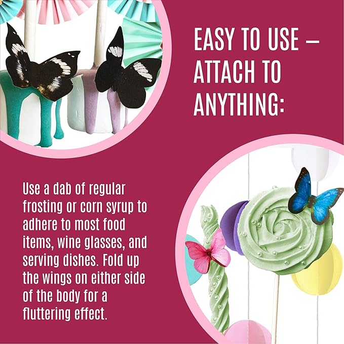 Sugar Robot Inc. Edible Butterflies for Cake Decorating - Small Size, Premium Crafted in the USA - Butterfly Cake and Cupcake Toppers, Decoration (Pink)