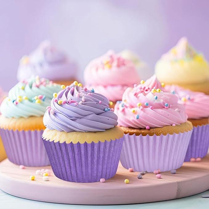 Whaline 600Pcs Purple Cupcake Liners Gradient Purple Baking Cups Cupcake Wrappers Muffin Liners for Celebration Gathering Wedding Bridal Shower Birthday Party Supplies Decor
