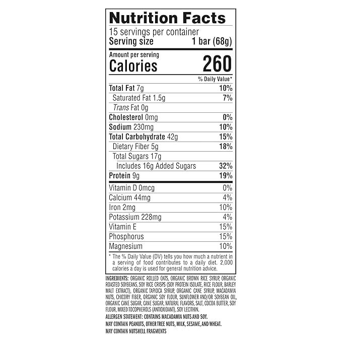 CLIF BAR - White Chocolate Macadamia Nut Flavor - Made with Organic Oats - Energy Bars - Non-GMO - Plant Based Protein Bars (15 Pack)