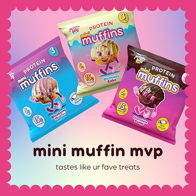Prime Bites Minis | Protein Mini Muffins from Alpha Prime Supplements | High Protein, Collagen Fortified Low Sugar Treat | Delicious Snack | 12 Packs per Box - Variety Pack