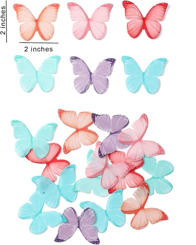 48Pcs Edible Butterflies Cake Toppers 2" Wafer Paper Butterfly for Cake Cupcake Decorations Colorful Small Pastel Cupcake Topper for Wedding Birthday Baby Shower Cake Decoratings(Mix Color)