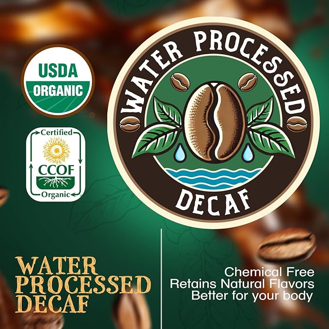 The Bean Organic Coffee Company Water Processed DECAF Egg Nog, Medium Roast, Whole Bean Coffee, 5-Pound Bag