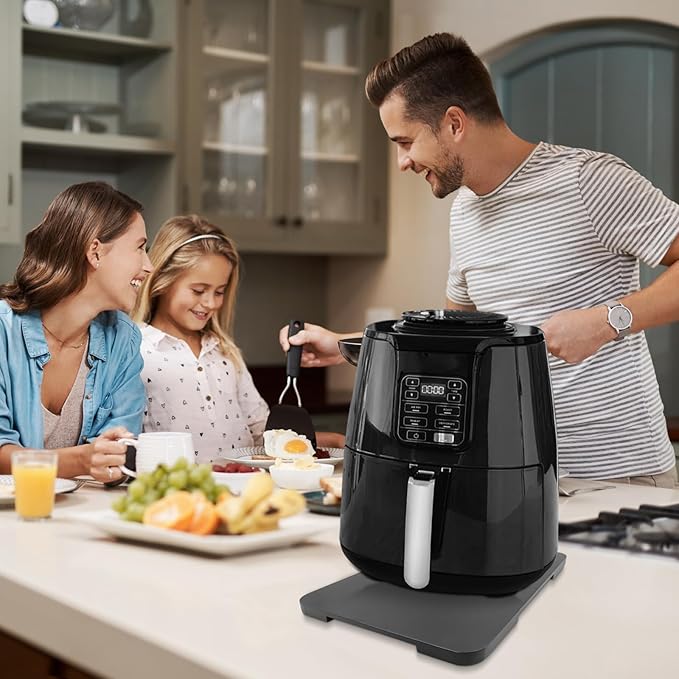 360째 Rolling Tray Bamboo Appliance Slider, Appliance Sliders for Kitchen Appliances Sliding Tray for Coffee Maker Appliances Mat Easily from Under The Cabinet Black(13.9"횞9.4")