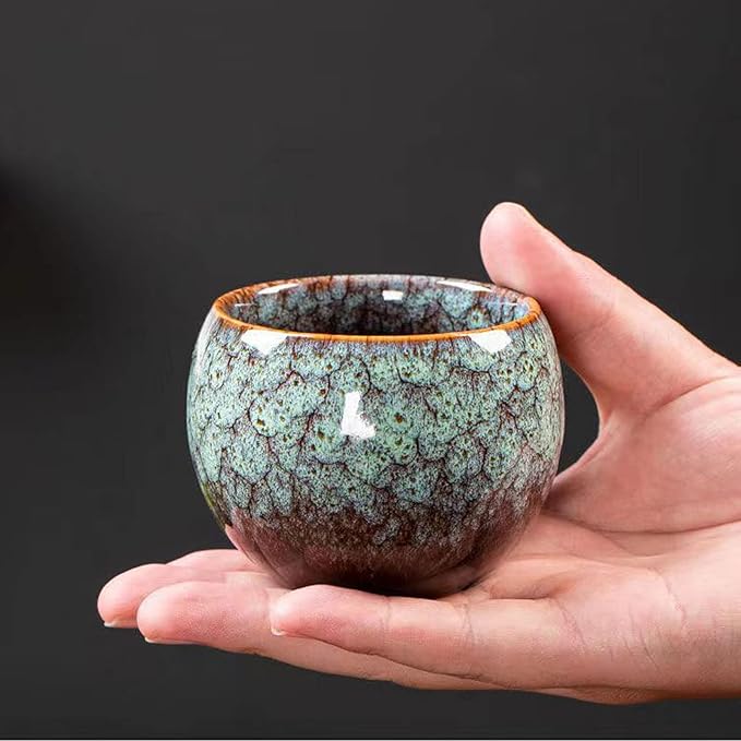 MQjzsh Chinese Japanese Traditional Ceramic Tea Cups, Mini Ceramic Kung Fu Tea Cups, Mate Cup Set, Tea, Espresso, 4-Piece Set for Home, Outdoor and Office