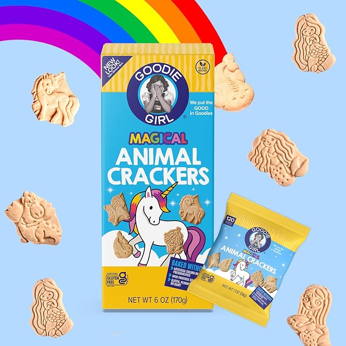 Goodie Girl Magical Animal Crackers – Gluten Free, Peanut Free, Dairy Free, Egg Free – Fun Shapes Like Unicorns & Mermaids – 6 oz Boxes (Pack of 3)