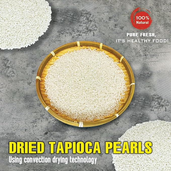 DRIED TAPIOCA PEARLS 5.29 Oz (150g) VIETFARMFOOD: Natural pure, convection dried seasoning made from real vegetables - perfect for adding flavor to any meal, from cooking, baking, salads, sauces