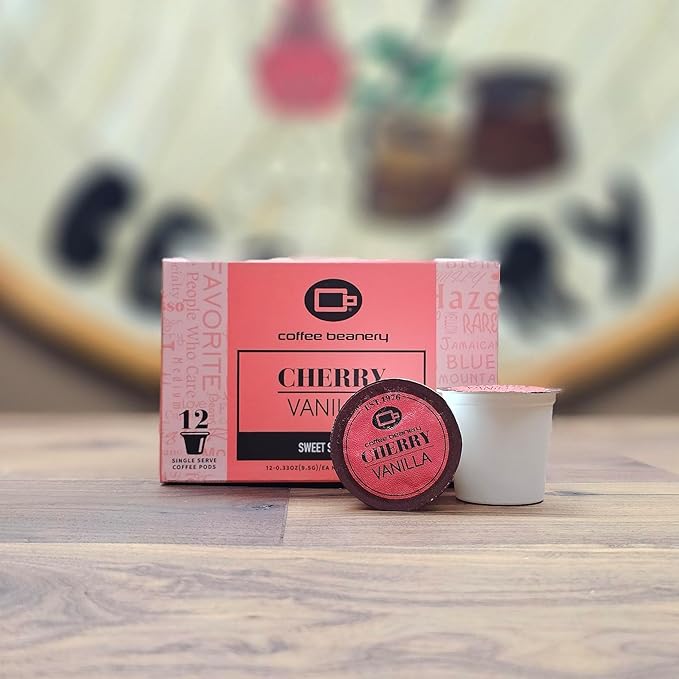 Cherry Vanilla Flavored Coffee Pods by Coffee Beanery | Medium Roast, 12ct
