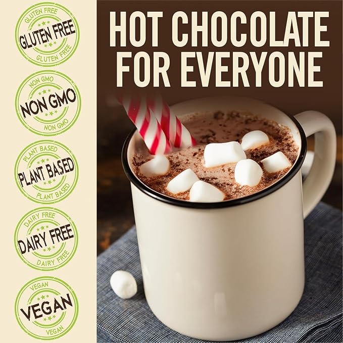 Castle Kitchen Candycane Hot Chocolate (2 Pack, 14oz Ea.) - Dairy Free, Vegan Hot Cocoa Mix made With Dark Chocolate and Natural Flavors-Just Add Water- No Artificial Sweeteners