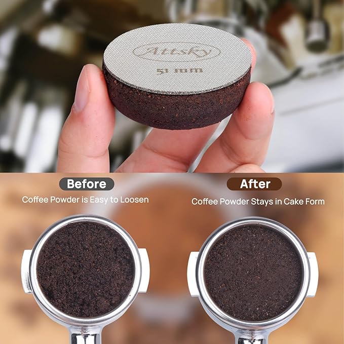 51mm Espresso Puck Screen, Espresso Filter for 51mm Portafilter Filter Basket, Reusable Espresso Screen with 1.7mm Thickness 150?œm 316 Stainless Steel