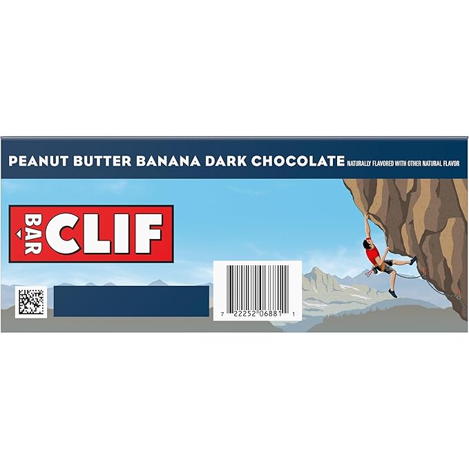CLIF BAR - Peanut Butter Banana with Dark Chocolate Flavor - Made with Organic Oats - Energy Bars - Non-GMO - Plant Based Protein Bars (10 Pack)