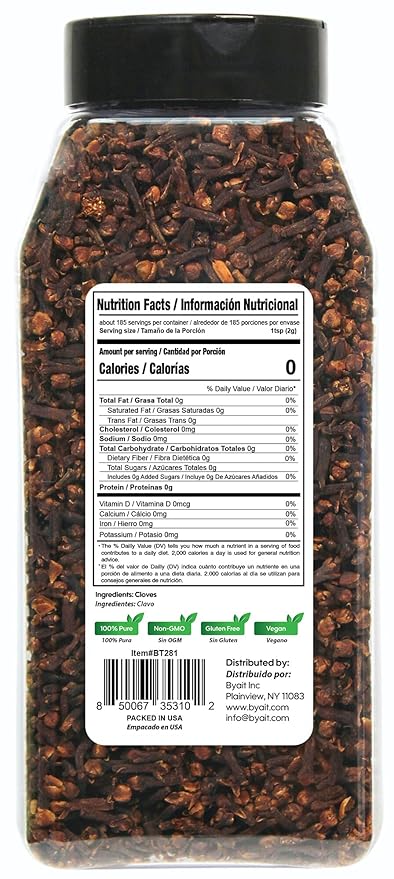 Byait Whole Cloves 13 Oz, Premium Clove Spice for Cooking, Baking, Clove Tea, Potpourri, Food Aromatic, Richly Flavored Spice
