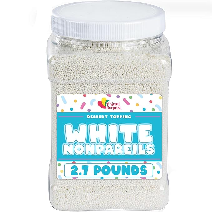 White Pearl Sprinkles - 2.7 Pounds - Bulk White Nonpareils Jimmies - Toppings for Bridal Sprinkles - Tiny Pearls for Cakes, Cookies, Cakepops