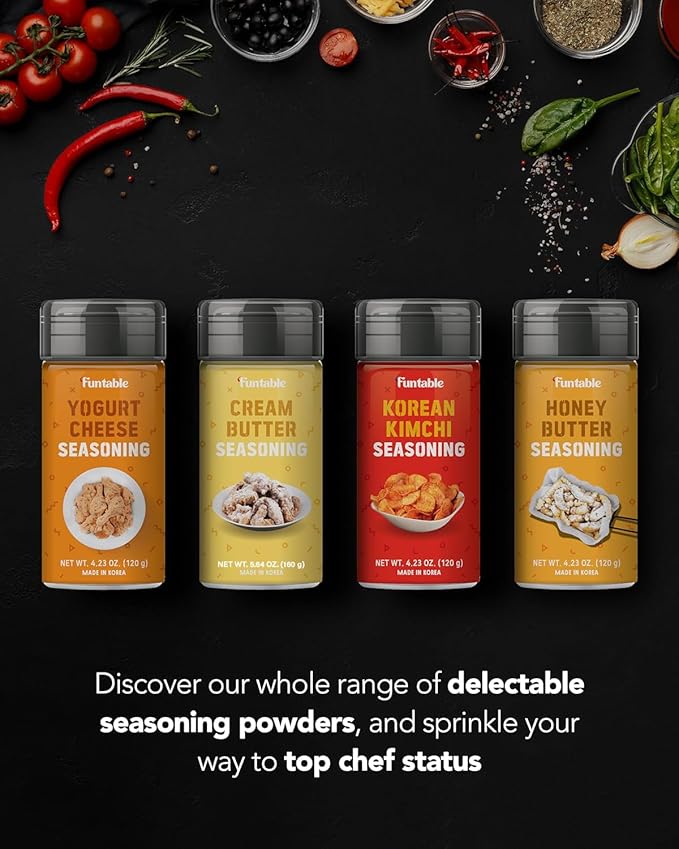 Funtable Honey Butter Seasoning (4.2 oz, 120g) - Honey & Creamy Butter Flavor Powder, Easy to Use. Perfect Seasoning for Chicken, Nuggets, Popcorn, Nachos & More.