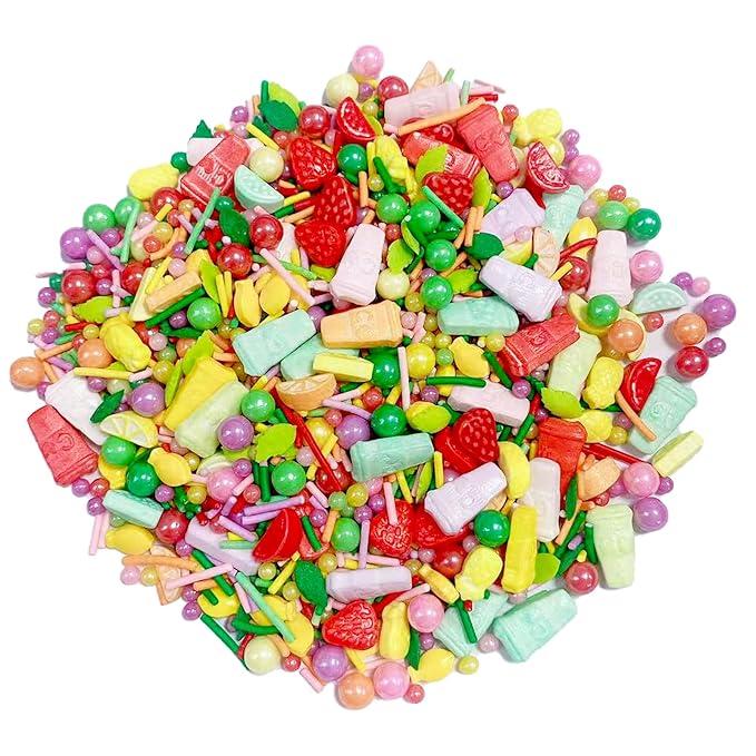 Sentovac Summer Fruit Sprinkle Edible Cake Decorating Watermelon Strawberry Orange Pineapple MIx Sprinkle for Cake Cupcake Topper Cookie Baking Decorations Party Birthday Supplies