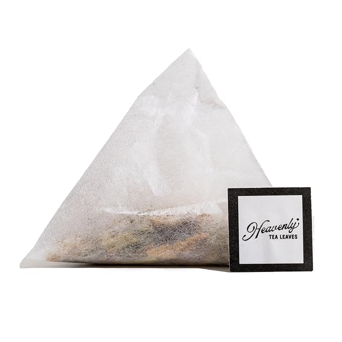 Heavenly Tea Leaves Organic Lemon Ginger (50 Pyramid Tea Bags), 100% Plastic Free, Bulk Compostable Herbal Tea Sachet - Premium Quality, Whole Tea Leaves in a Convenient Tea Bag