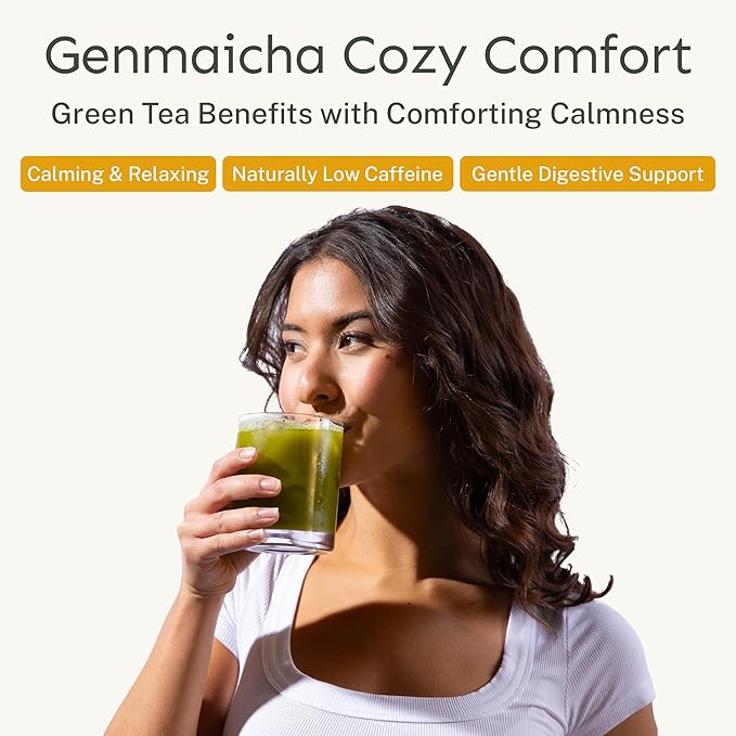 Yu Tea Organic Genmaicha Green Tea Powder | Japanese Green Tea & Roasted Brown Rice | Low Caffeine & Unsweetened | Relaxation, Antioxidants & Digestion | Resealable Pouch, 2.65 oz, 75 Servings