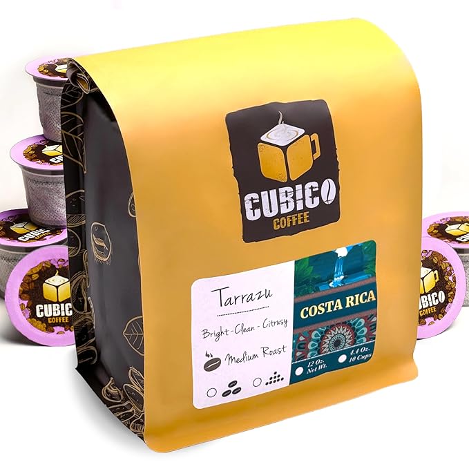 Costa Rican Coffee, Single Serve Coffee Pods, Premium Costa Rica Tarrazu Single Origin Fresh Roasted Coffee | K-Cup Compatible Brewers | Cubico Coffee | 10 Count
