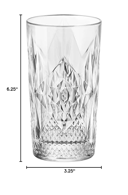 Bormioli Rocco Bartender Stone 16.5 oz. Cooler Glasses, Clear, Set of 6