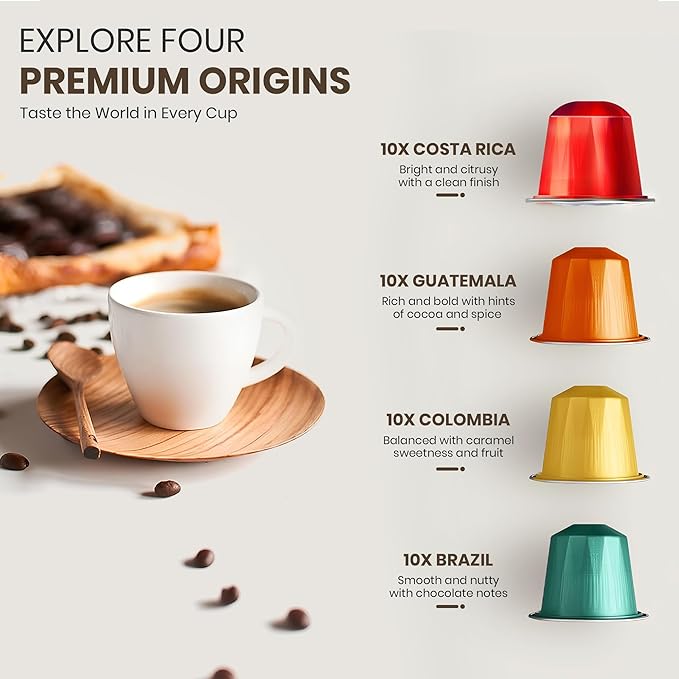 Mondo Nespresso Compatible Aluminum Capsules (40-pack), Variety Pack, USDA Organic, Medium Roast