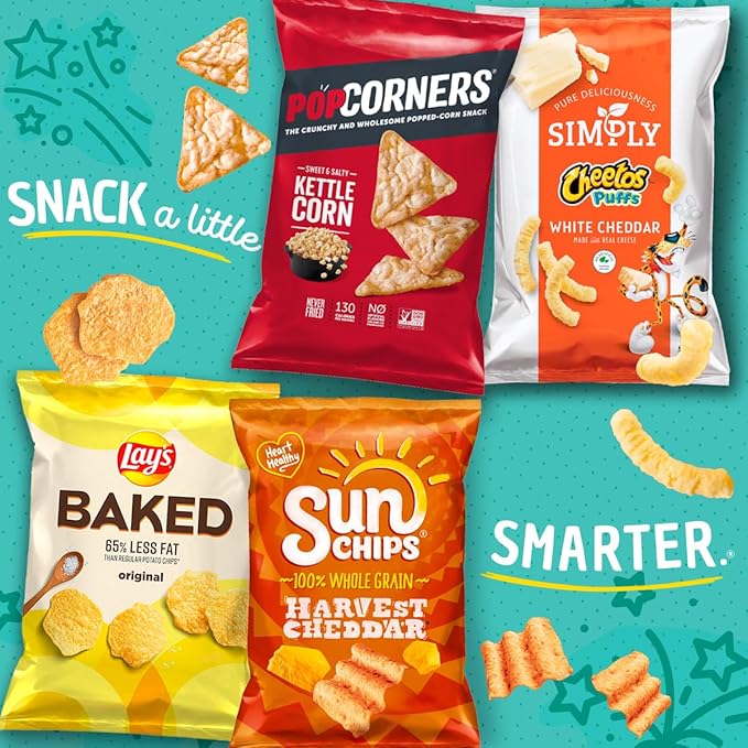 Frito Lay Snack Time Favorites with Baked, Smartfood, Sunchips and Quaker Chewy Granola Bars Variety Pack, (Pack of 40)