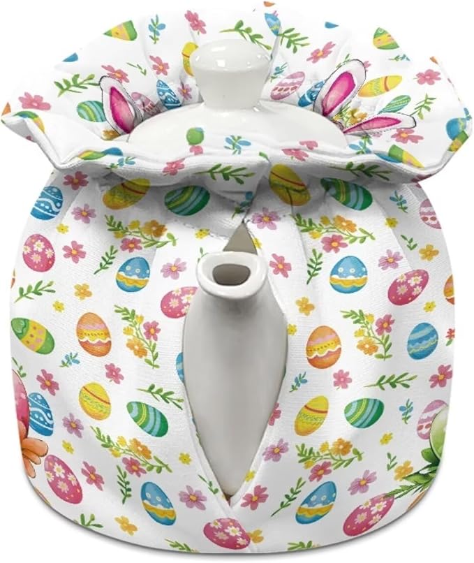 Easter Bunny Eggs Tea Cozy for Teapot Insulated Kitchen Home Decorative Tea Pots Cozy with Insulation Pad for Housewife, Friend, Mom