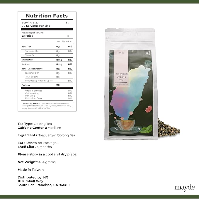 Mayde Tieguanyin Oolong Loose Leaf Tea - Premium Taiwanese Tea, 1 lb (16 oz)