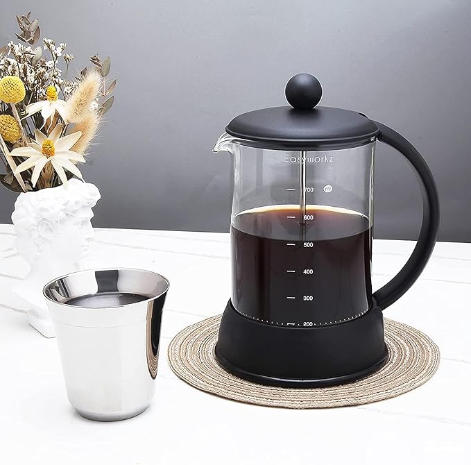 Easyworkz Eclipse French Press 27 oz Coffee Tea Maker with Borosilicate Glass