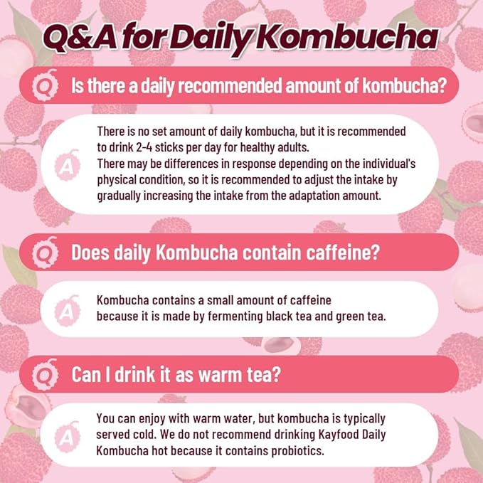 KAYFOOD-Kombucha-Lychee-Garden-Daily Zero Sugar, Diet, Gut Healthy Sparkling Beverage, Fermented Korean Drinks for Iced Tea Hot Tea, Workout T (20ST)