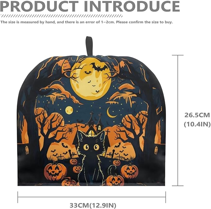 ZUXONGSYBlack Cat Tea Cozy for Teapot Insulated Scratch Proof Cup Cozy Bat with Spider Breakfast Warmer for All Hallows' Eve Party ReusableTeapot Insulation Cover Halloween Day