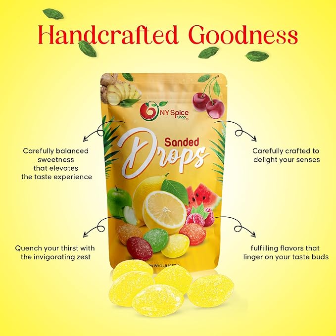 NY Spice Shop Sanded Lemon Drops - 3 Pound Lemon Hard Candy - Old Fashioned Candy - Candy Bulk - Tangy and Sweet Delicious Candy - Healthy Snacks
