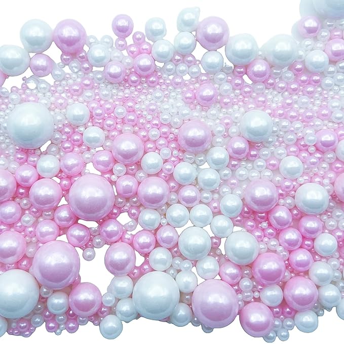 SE Si&Moos White and Pink Pearl Sprinkles for Cake Decorating Edible Cake Cookie Pearls Cupcake Decorations Pink and White Sprinkles for Cake, Cupcake, Cookies Party Holiday Christmas Supplies 3.5 OZ
