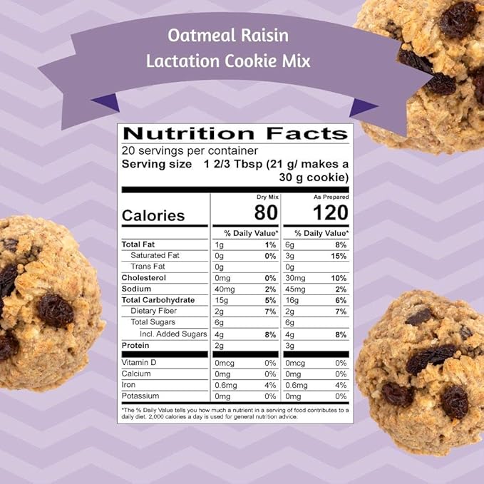MilkBliss Lactation Cookies Mix- Oatmeal Raisin Breastfeeding Cookie Supplement Support for Breast Milk Increase- 15oz