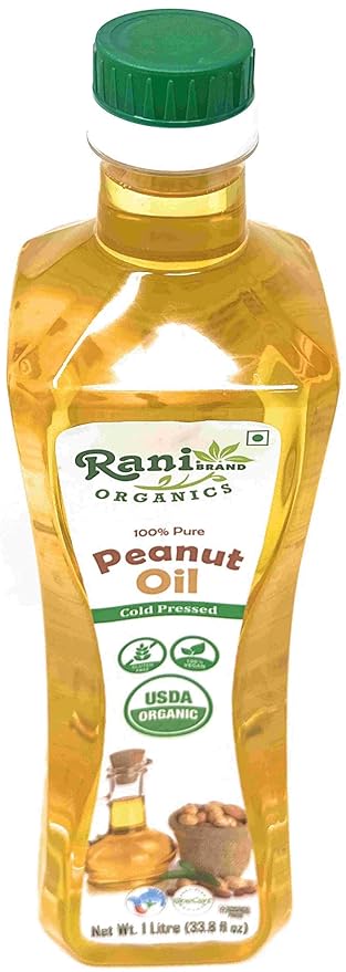 Rani Organic Peanut Oil 33.8 Ounce (1 Liter) Cold Pressed | 100% Natural | NON-GMO | Kosher | Vegan | Gluten Free | USDA Certified Organic