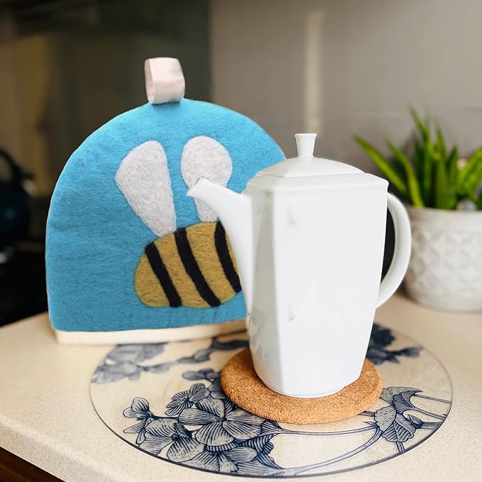 Glaciart One Wool Teapot Cozy Kettle Cover | Dome Shaped Large Tea Cosy, Kettle or French Press | Handmade & Needle Felted from Natural Wool | Warms Up to 2 Hours | Great as Gift
