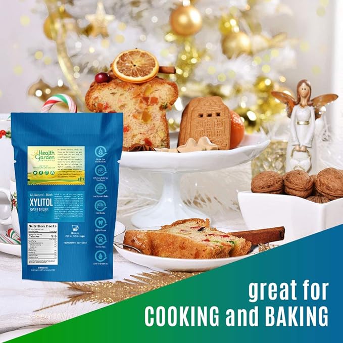 Health Garden Birch Xylitol Sweetener - 1 LB Resealable Bag - Pure Birch Xylitol - Non GMO, Kosher, Ideal Powdered Sugar Substitute - Non-GMO Sugar Alternative