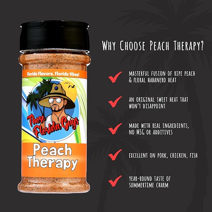 Peach Therapy Seasoning and Rub, 150g - Unique Blend of Sweet Peach, Floral Habanero & Savory Spice - Perfect Grilling & Smoke Seasoning for Pork, Chicken, Fish, Lamb, Fruit & More